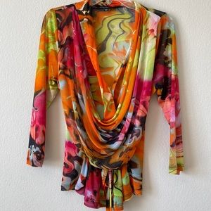 Multicolored Cowl Style Shirt